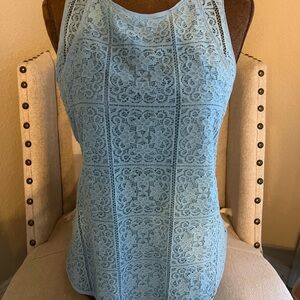 Ann Taylor Light Blue Lace Tank Top